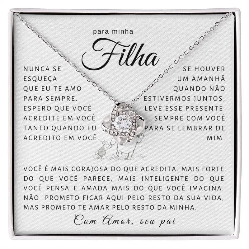 Para a minha filha - Colar Em Prata 925 Banhado a Ouro Branco 14k